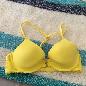 Size 34B Pink Victoria’s Secret Yellow T-Back Bra with Lace